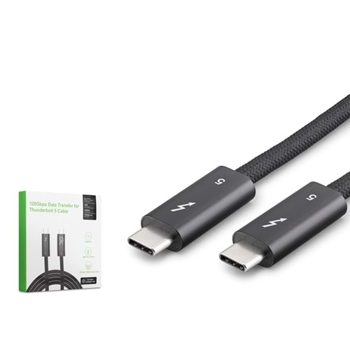 HADRON HDX7890 Type-C Thunderbolt 5 120 Gbps 240W 16K 60 Hz Şarj ve Data Kablosu 0.5 m Siyah
