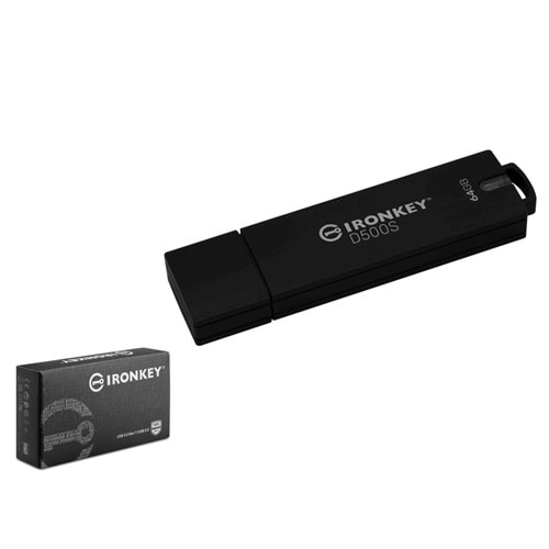 KINGSTON IKD500S 64 GB USB 3.2 Gen 1 IronKey D500S Flash Bellek Siyah