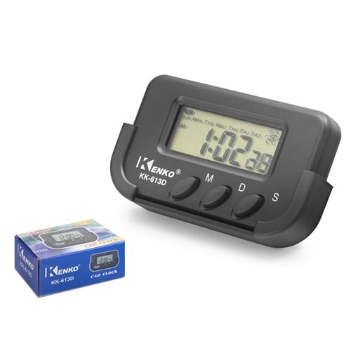 KENKO KK-613D Dijital Araç Saati LCD Ekran Dashboard Saat - Siyah