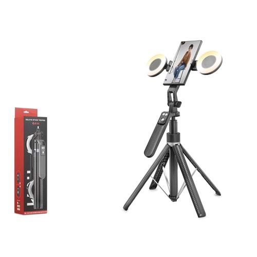 NODAR ND1032 Telefon Tripodu ve Selfie Çubuğu Seti Bluetooth Kumandalı LED 180 cm - Siyah