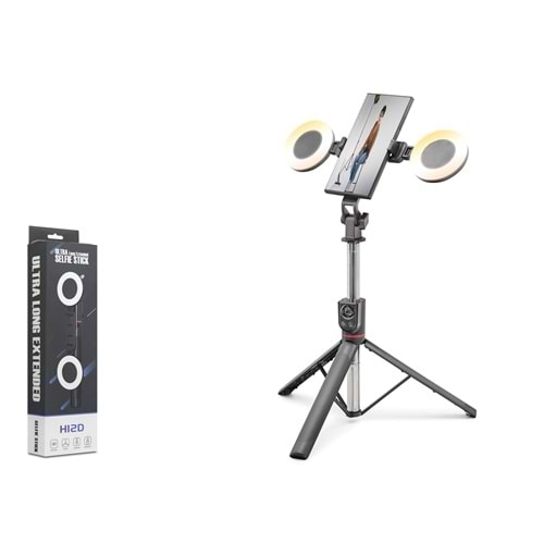 NODAR ND1033 Telefon Tripodu ve Selfie Çubuğu Seti Bluetooth 5.0 Kumandalı LED 182 cm - Siyah