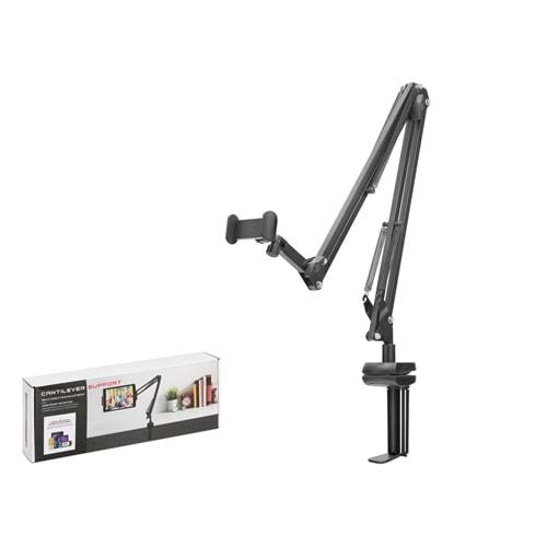 CANTILVER ND1051 Mafsallı Kollu Masa Kenarı Telefon ve Tablet Standı - Siyah
