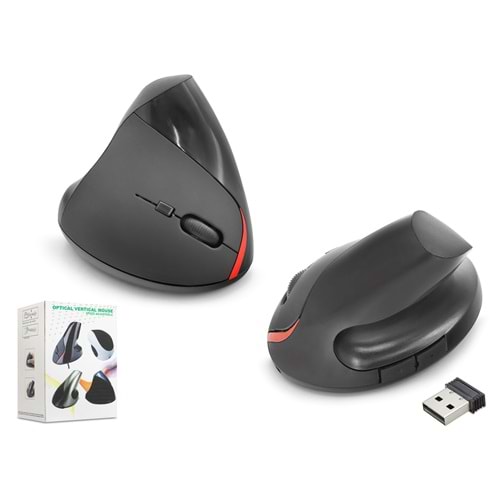 NODAR ND1212 Ergonomik Dikey Kablosuz Mouse 2.4 GHz 1600 DPI Siyah