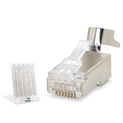 NODAR ND2426 CAT7 EZ RJ45 Metal A Kalite Konnektör 100 Adet Plastik Kutu - Silver
