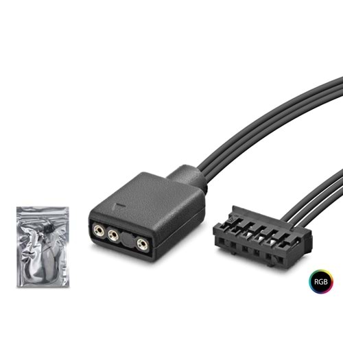 NODAR ND2809 ARGB Fan Kablosu 5V 3 Pin 6 Pin Çevirici Siyah