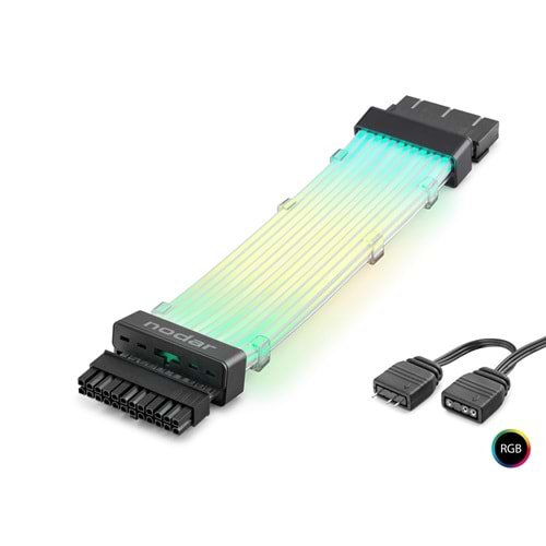 NODAR ND2814B 24 Pin ARGB Power Supply Uzatma Kablosu Gümüş Kaplamalı Bükülebilir 2 mm 108 LED Siyah
