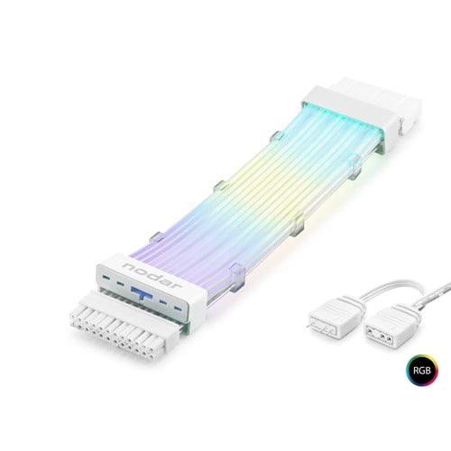NODAR ND2814W 24 Pin ARGB Power Supply Uzatma Kablosu Gümüş Kaplamalı Bükülebilir 2 mm 108 LED Beyaz