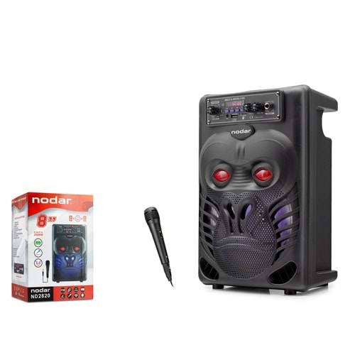 NODAR ND2820 Bluetooth Hoparlör FM Radyo 8 İnç USB TF AUX Mikrofonlu RGB - Siyah