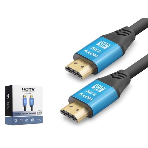 NODAR ND4054 HDMI 2.0 Kablo 4K UHD 19+1 OD 8.0 mm 15 m - Siyah Mavi