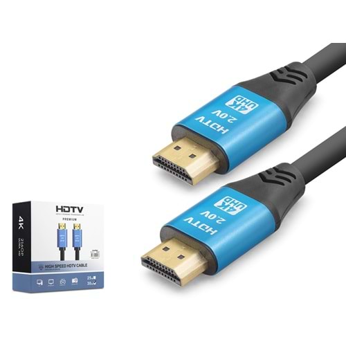 NODAR ND4057 HDMI 2.0 Kablo 4K 19+1 OD 8.0 mm 30 m - Siyah Mavi