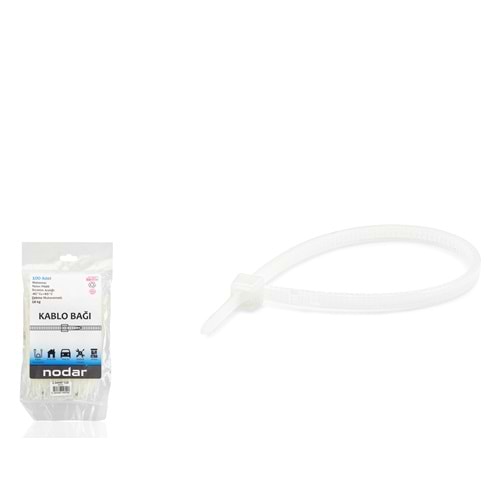 NODAR ND4800B Kablo Bağı 2.5 x 120 mm 100'lü Paket - Beyaz
