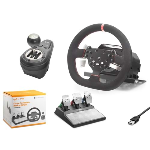 NODAR ND705 PXN V10 Direksiyon Seti Force Feedback 3 Pedallı PS4 PS3 PC Xbox Switch - Siyah