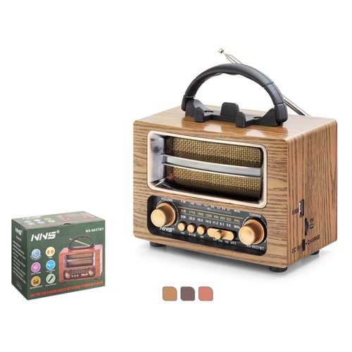 NNS NS6637BT Bluetooth Nostaljik FM Radyo TWS USB TF AUX Taşınabilir Hoparlör