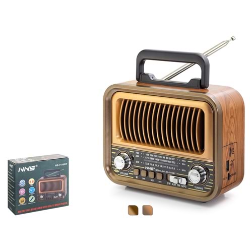 NNS NS7110BT Bluetooth Nostaljik FM Radyo TWS USB TF Taşınabilir Hoparlör