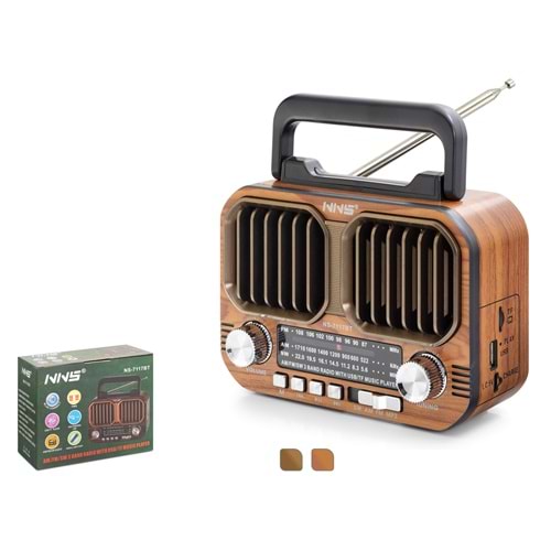NNS NS7117BT Bluetooth Nostaljik FM Radyo TWS USB TF Taşınabilir Hoparlör