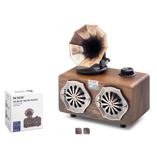 NNS NS801BT Bluetooth Nostaljik FM Radyo Hoparlör - Kahverengi