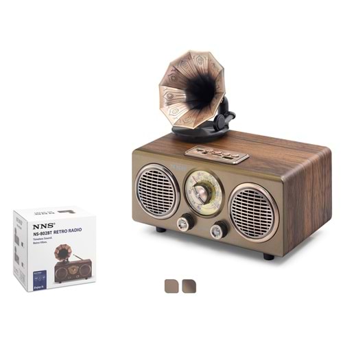 NNS NS802BT Bluetooth Nostaljik FM Radyo Hoparlör - Kahverengi