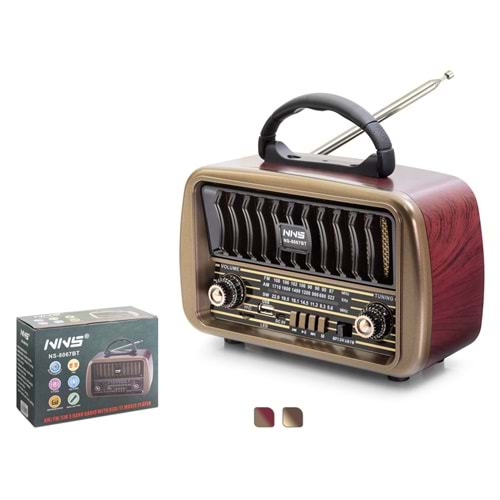 NNS NS8067BT Bluetooth Nostaljik FM Radyo TWS USB TF Taşınabilir Hoparlör