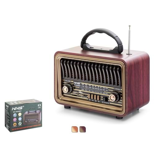 NNS NS8069BT Bluetooth Nostaljik FM Radyo TWS USB TF Taşınabilir Hoparlör - Maun