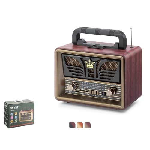 NNS NS8071BT Bluetooth Nostaljik FM Radyo TWS USB TF Taşınabilir Hoparlör