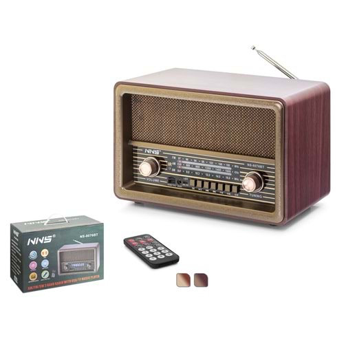 NNS NS8076BT Bluetooth Nostaljik FM Radyo TWS USB TF AUX Kumandalı Hoparlör - Maun