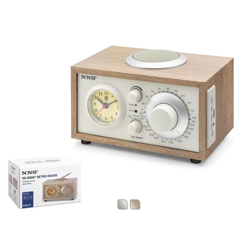 NNS NS808BT Bluetooth Nostaljik FM Radyo USB TF Analog Saatli Hoparlör