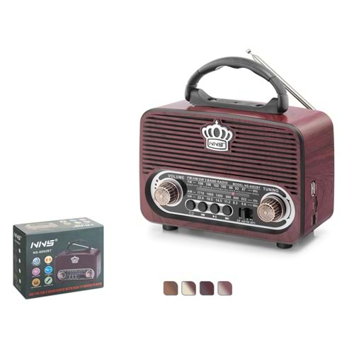 NNS NS8092BT Bluetooth Nostaljik FM Radyo TWS USB TF Taşınabilir Hoparlör