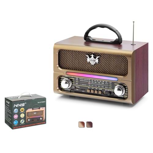 NNS NS8188BT Bluetooth Nostaljik FM Radyo USB TF RGB Taşınabilir Hoparlör