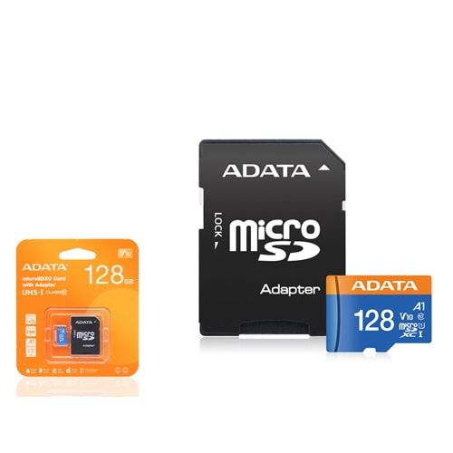 ADATA Premier128 Micro SDXC Hafıza Kartı 128 GB UHS-I Class 10 V10 A1 Adaptörlü Siyah