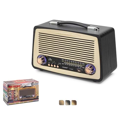RAISENG R3299BT Bluetooth Nostaljik FM Radyo USB TF Taşınabilir Hoparlör