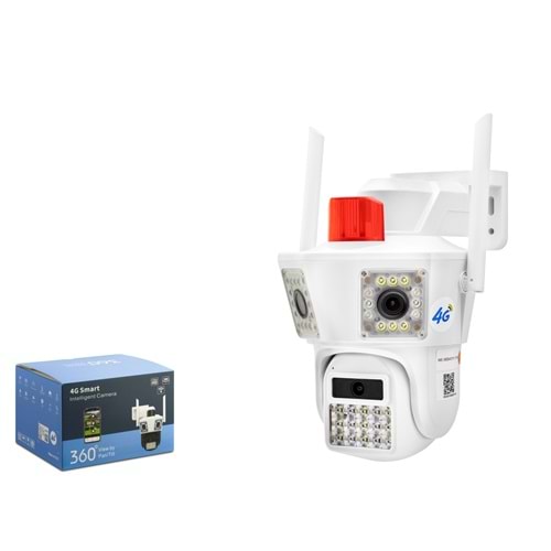 RADEX RX-45AI 4G SIM Kartlı Speed Dome IP Güvenlik Kamerası 2 Lens 2×3MP - Beyaz