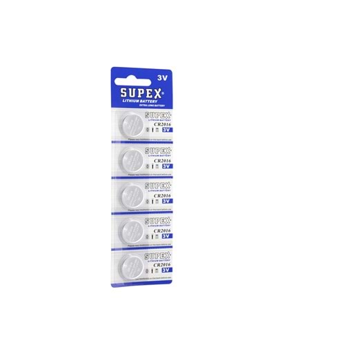 SUPEX SCR2016 3V 3V Lityum Düğme Pil 5’li Paket