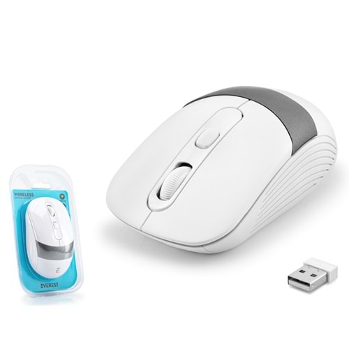 EVEREST SM18BG Kablosuz Mouse 2.4 GHz 1600 DPI Beyaz Gri