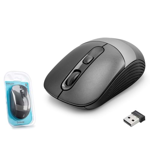 EVEREST SM18SG Kablosuz Mouse 2.4 GHz 1600 DPI Siyah Gri