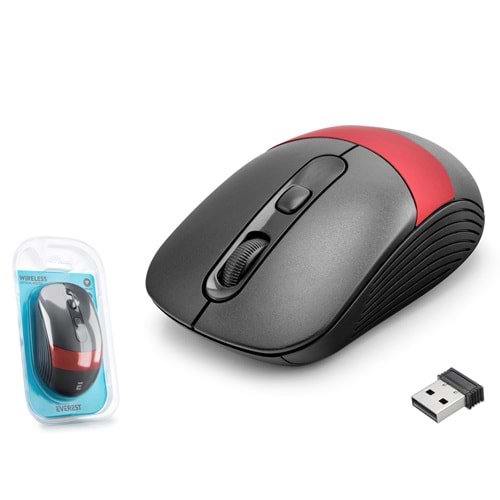 EVEREST SM18SK Kablosuz Mouse 2.4 GHz 1600 DPI Siyah Kırmızı