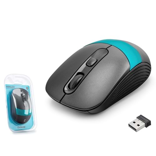 EVEREST SM18SM Kablosuz Mouse 2.4 GHz 1600 DPI Siyah Mavi