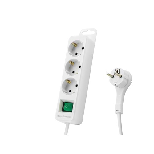 S-LINK SPGF03 Akım Korumalı Uzatma Kablosu 3 Priz Anahtarlı 1.5 m - Beyaz