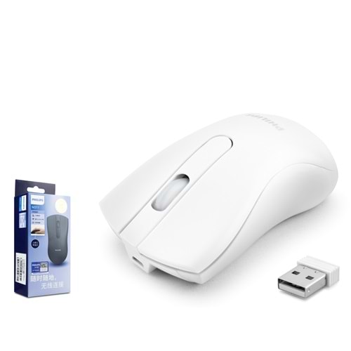 PHILIPS SPK7211WSC Sessiz Dual Mode Kablosuz Mouse 2.4 GHz Bluetooth Şarjlı 1600 DPI Beyaz