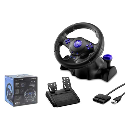 HADRON VW9803R Oyuncu Direksiyon Seti 180° PS3 PS2 PC Siyah (Kutu Hasarlı)