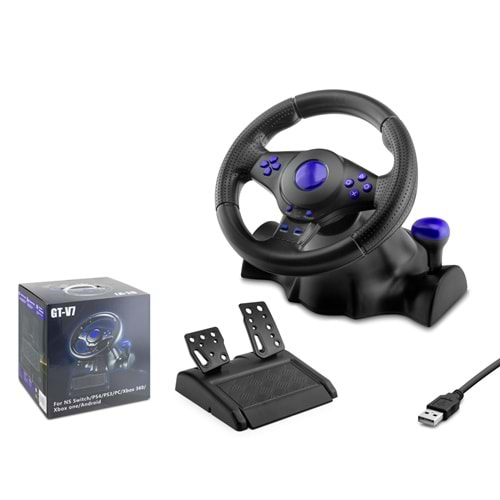 HADRON VW9824 Oyuncu Direksiyon Seti 180° PS4 PS3 PS2 PC Xbox Android - Siyah