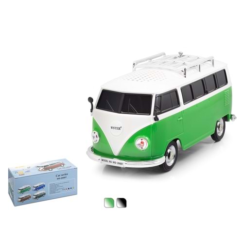 HADRON WS266 Bluetooth Hoparlör FM Radyo USB TF LED Klasik Minibüs Tasarımlı