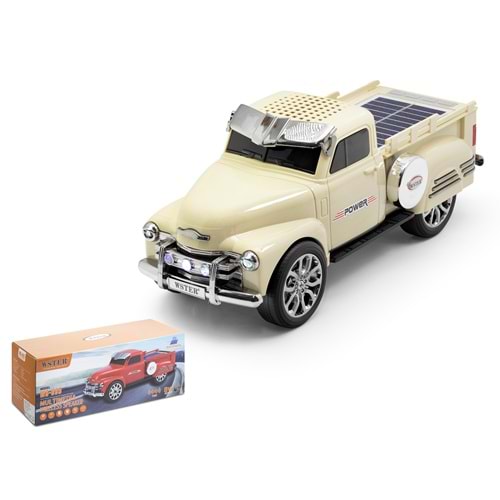 HADRON WS695 Bluetooth Hoparlör FM Radyo 8W TWS USB TF Solar Panelli Pickup Tasarımlı Bej