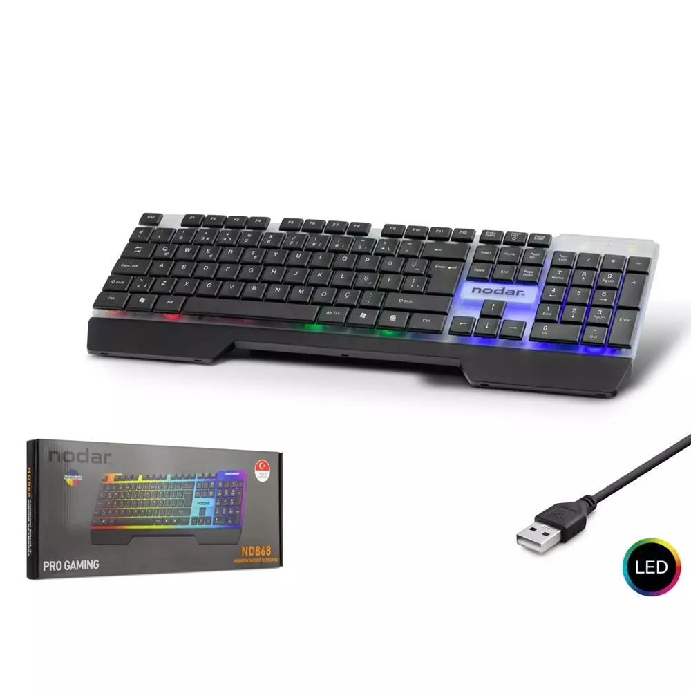 NODAR ND868 KLAVYE OYUN LEDLİ SLIM KABLOLU Q