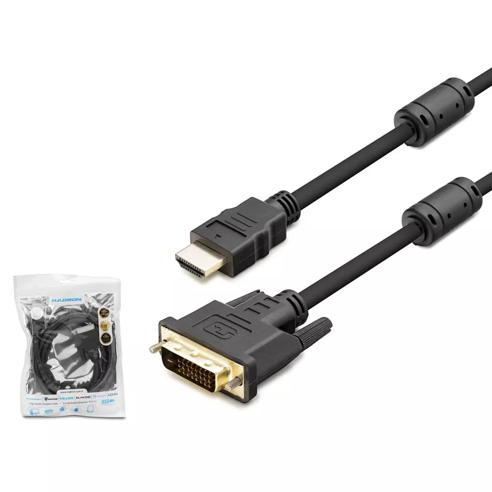 HADRON HDX7752 1.8METRE DVI TO HDMI KABLO 24+1 PVC