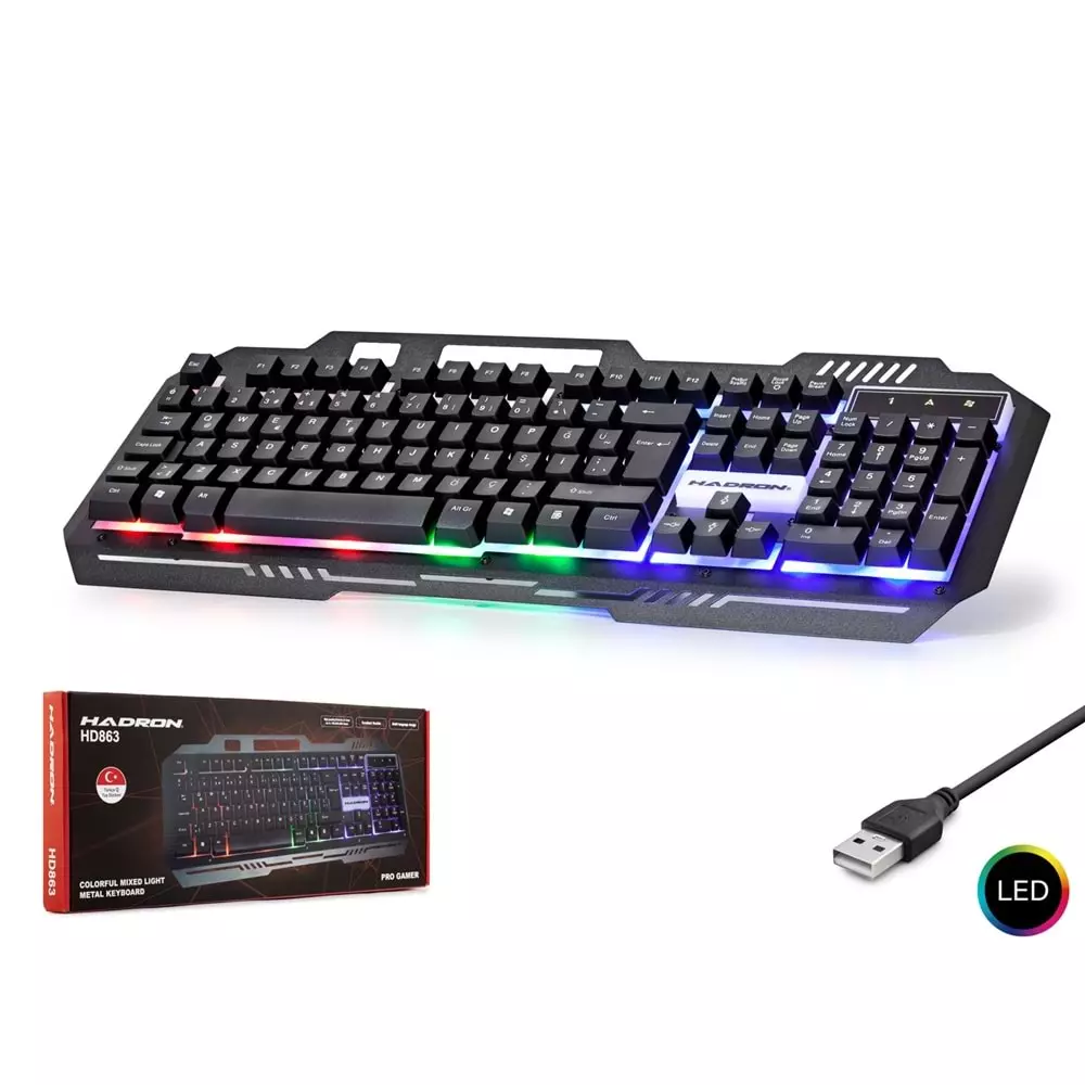 HADRON HD863 OYUN KLAVYE LEDLİ METAL Q