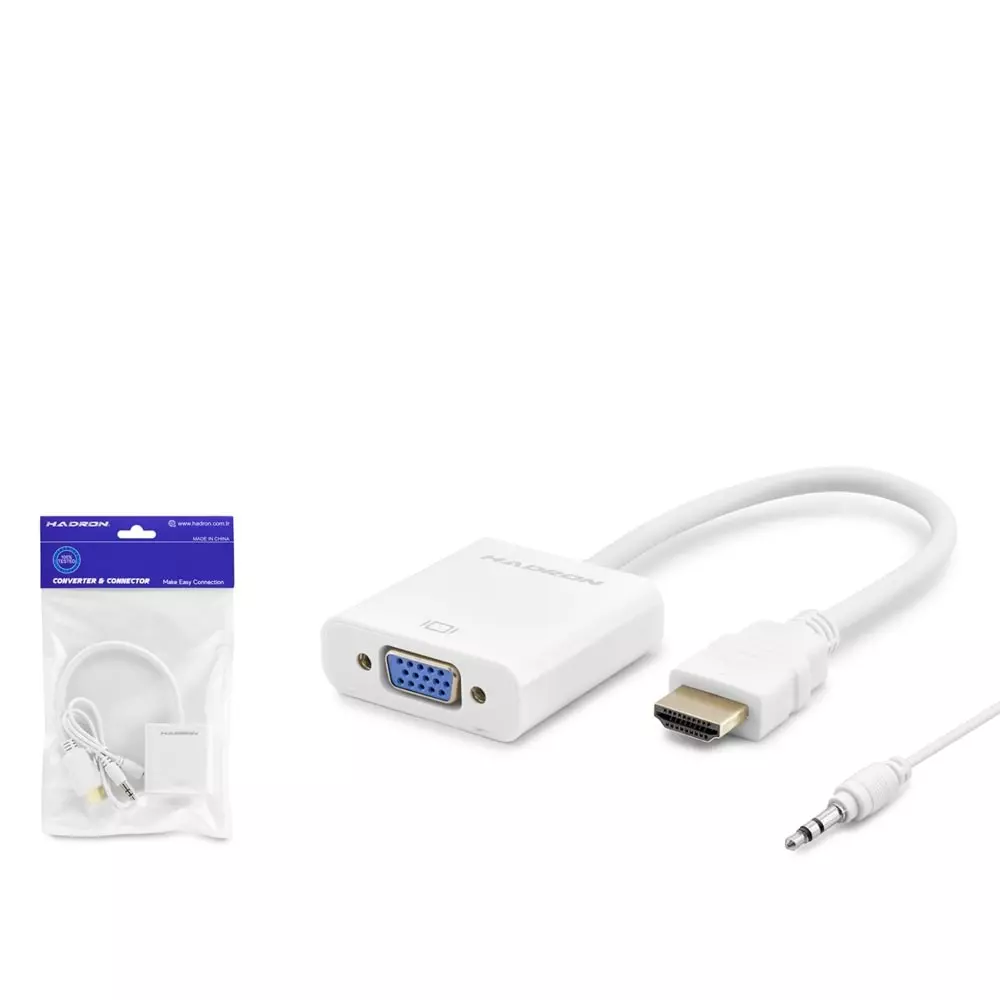 HADRON HDX2019 ÇEVİRİCİ HDMI TO VGA + SESLI