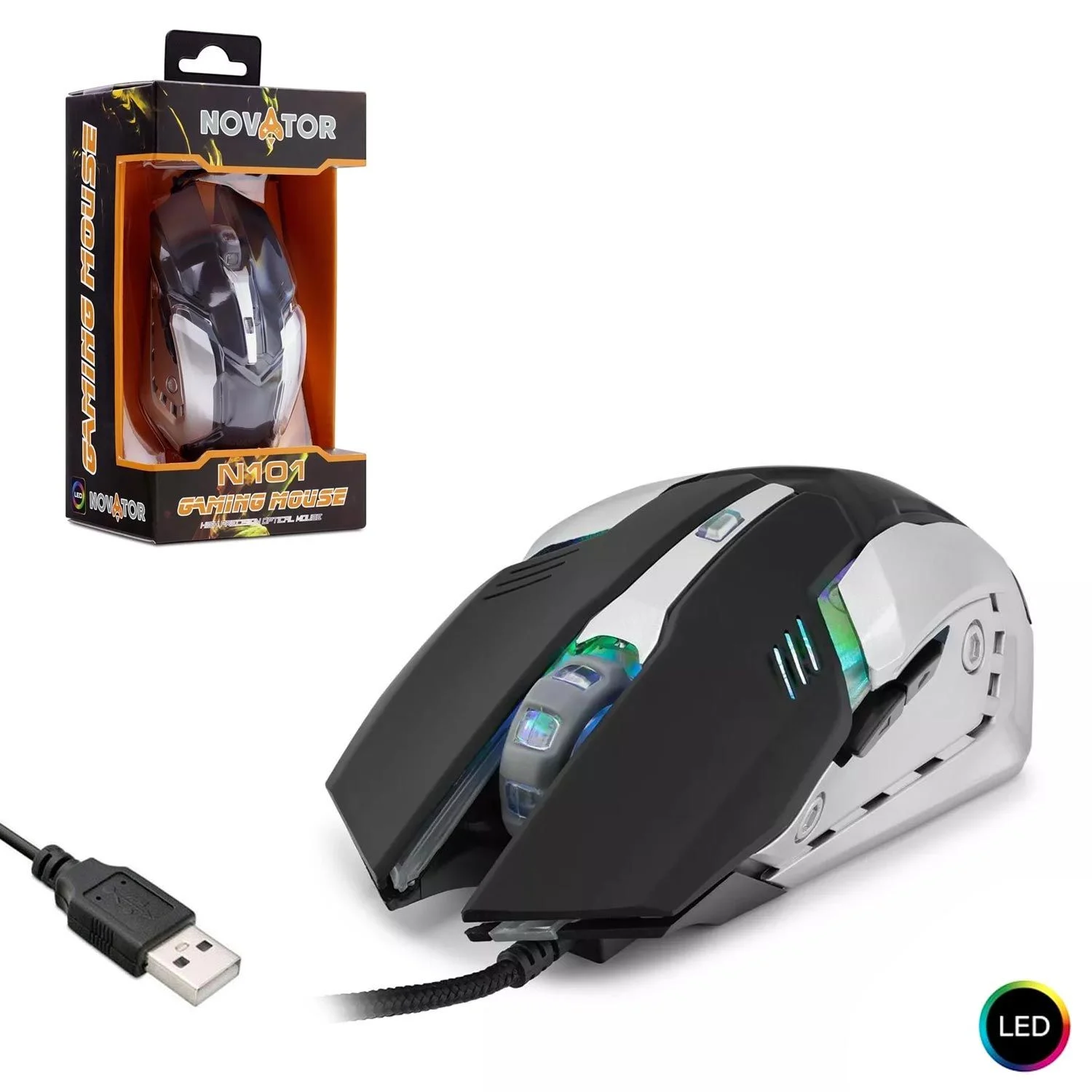 Novator N101 Kablolu Oyun USB Ledli 2000 DPI Oyuncu Mouse