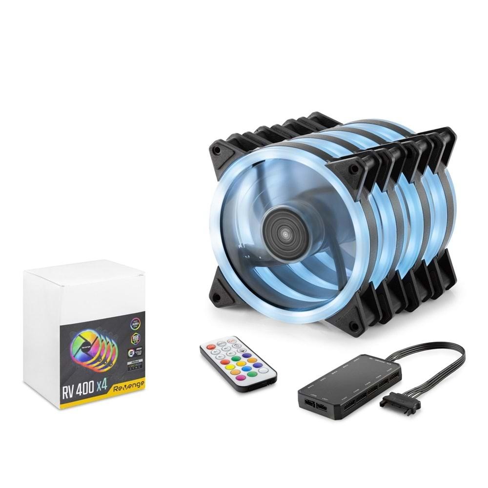 REVENGE RV400 KASA FANI RGB 12CM KUMANDALI 4LÜ SET