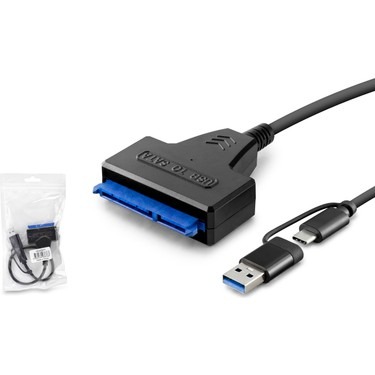 HADRON HDX5571 USB + USB-C (M) TO SATA (M) KABLO 37CM SİYAH