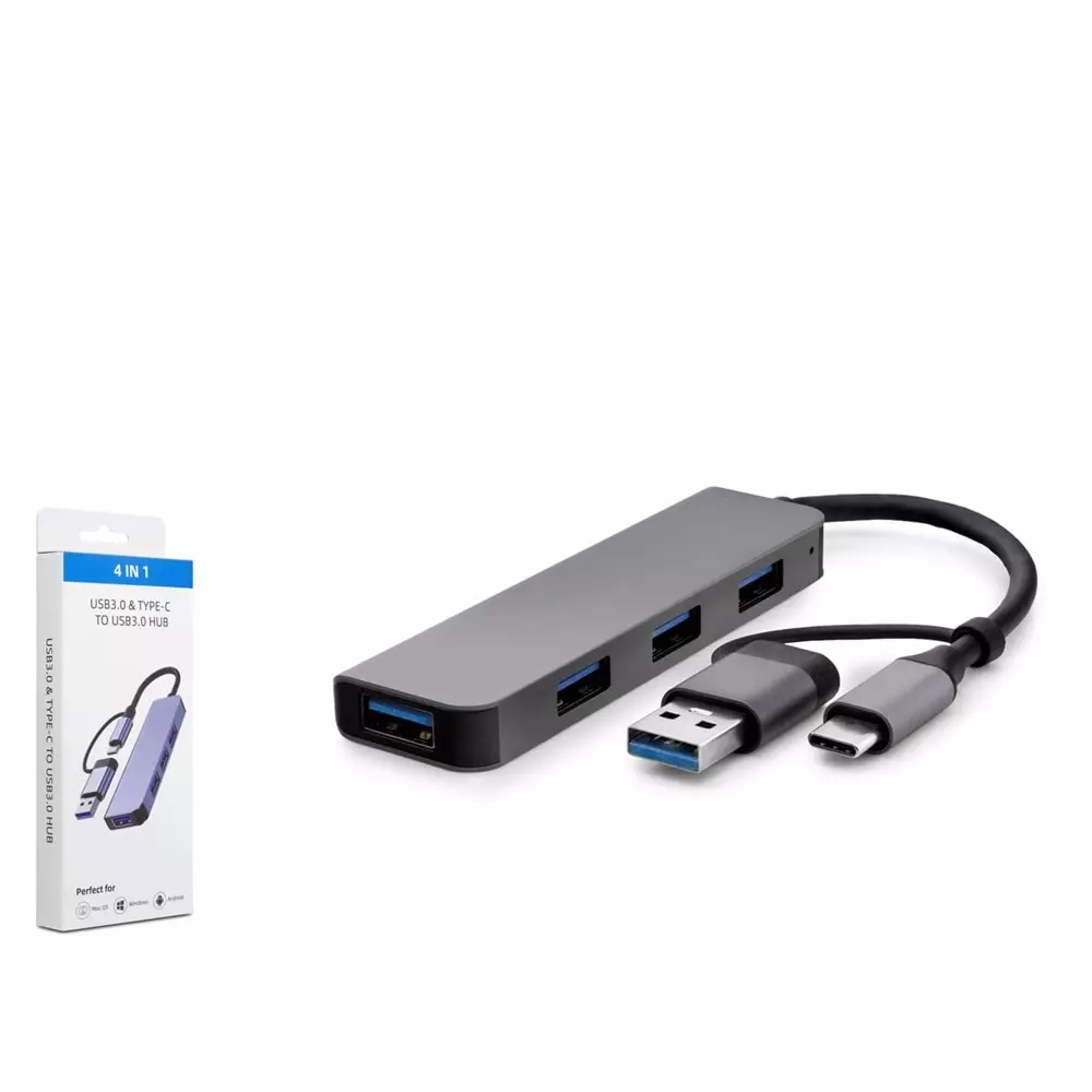 HADRON HDX7825 TYPE-C HUB 4*USB3.0 4IN1 GRİ
